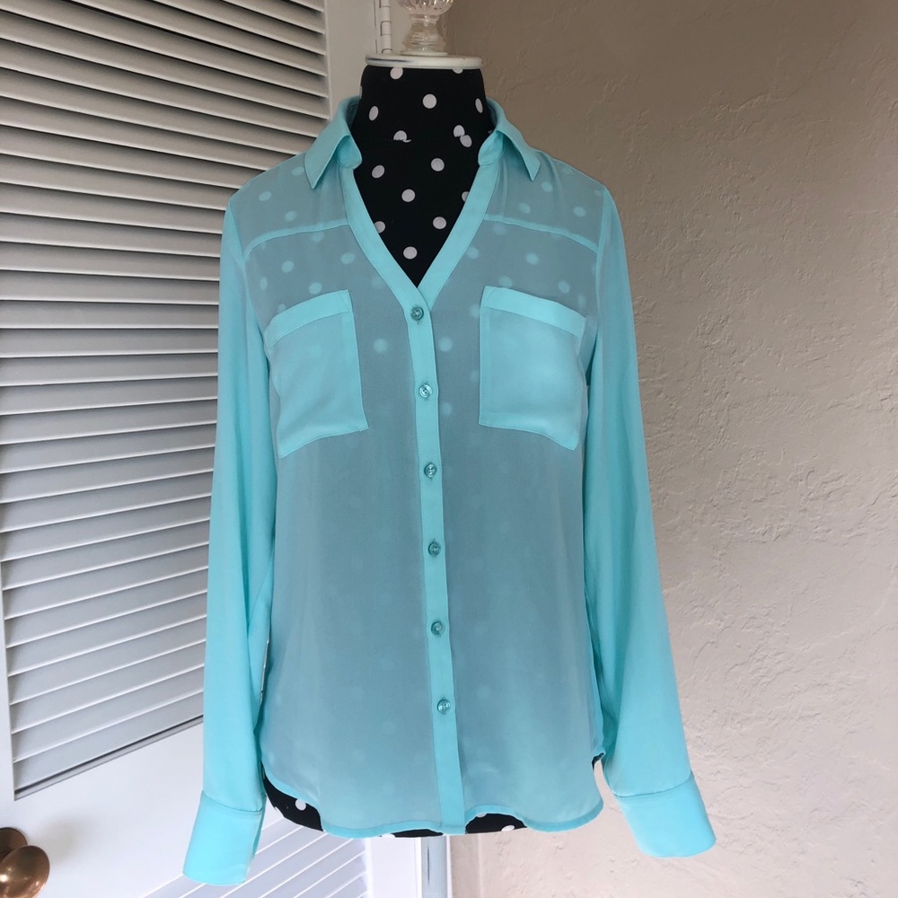 Express portofino button up turquoise shirt